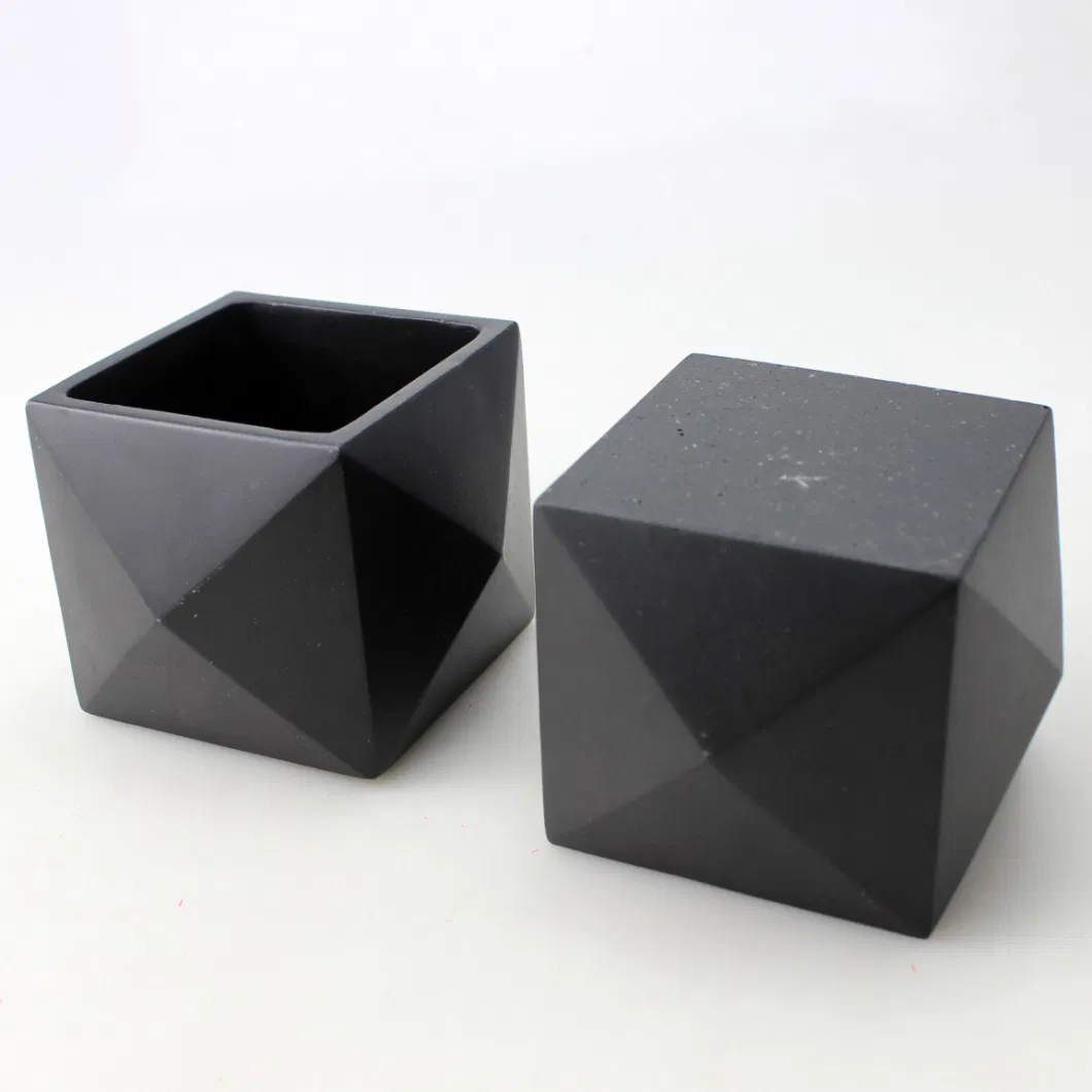 Empty Luxury Fashion Square Concrete Black Candle Jar