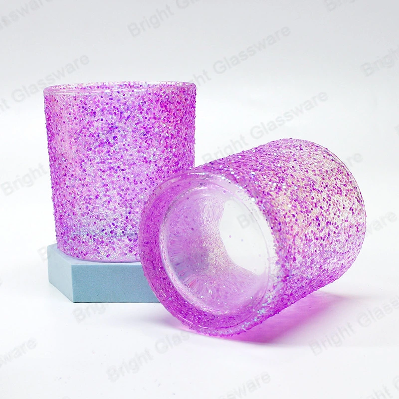 Festival Candle Holder 8 Oz Pink Candle Holder with Rainbow Finish