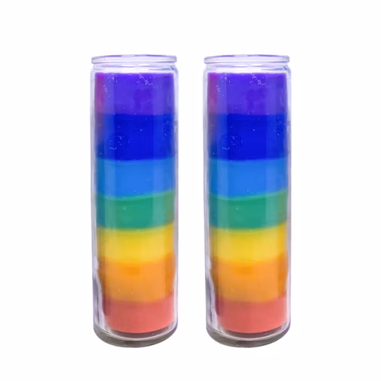Christmas Holiday Decoration Chakra 7 Day Colorful Glass Jar Large Candle Wax Paraffin Glass Chakra Candle