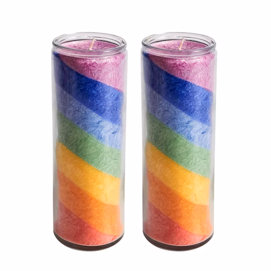 Ceremony Seven Chakra Rainbow Magic Candle Frosted Flower Glass Jar Colorful Candle